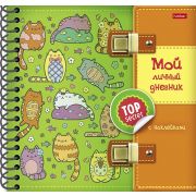 Книжка «Для девочек с наклейками» 32л А5ф 120г/кв.м твёрдая обложка цветной блок на гребне-Мой личный дневник. Котики-