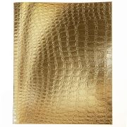 Тетрадь 48л А5ф клетка 65г/кв.м на скобе Обл. Бумвинил METALLIC тиснение CROCO Золото