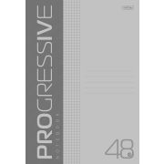Тетрадь 48л А4ф клетка 60-65г/кв.м Пластиковая обложка на скобе PROGRESSIVE Серая