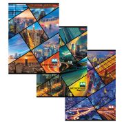 Тетрадь А4, 48 л., HATBER, скоба, клетка, обложка картон, «МЕТРОПОЛИС» (3 вида)