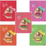 Тетрадь А5, 48 л., HATBER, скоба, клетка, матовая ламинация, 3D-лак, «Sweet kiss» (5 видов в спайке)