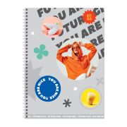 Тетрадь 80л., А4 клетка на гребне BG «Future girl», матовая ламинация, выб. лак, твердая обложка ТТ4