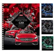Тетрадь А5, 96 листов, клетка, на спирали, ассорти 4 вида Perfection CAR Hatber