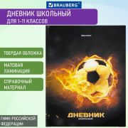 Дневник МП 1-11 класс 48 л., твердый, BRAUBERG, глянцевая ламинация, с подсказом, «Футбол»