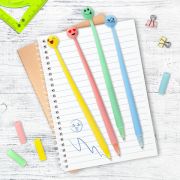 Ручка фигурная шариковая ЮНЛАНДИЯ «Смайлик», силиконовый корпус, ассорти, СИНЯЯ, пишущий узел 0,7 мм