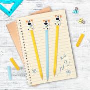 Ручка с топпером шариковая ЮНЛАНДИЯ «Собачка», корпус ассорти, СИНЯЯ, пишущий узел 0,7 мм, 143807