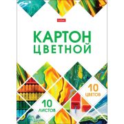 Набор картона цветной 10л 10 цв. А4ф на клею -Мозаика-