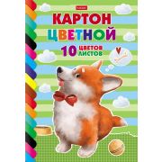 Набор картона цветной 10л 10 цв. А4ф на клею-Рыжий Коржик-