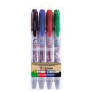 Набор перманентных маркеров Crown «Multi Marker Super Slim» 4 цв., пулевидный, 1мм
