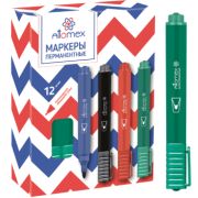 Маркер перманентный 3 мм,зеленый, пулевидный, Attomex