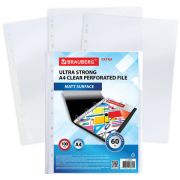 Папки-файлы перфорированные А4 BRAUBERG «МАТОВЫЕ EXTRA 600», КОМПЛЕКТ 100 шт., ПЛОТНЫЕ, 60 мкм