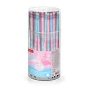 Карандаш чернографитн. Hatber круглый корпус 72шт. -Flamingo- Ассорти «HB» с ластиком с заточ. в пласт.тубе