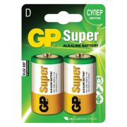 Батарейки GP Super, D (LR20, 13А), алкалиновые, КОМПЛЕКТ 2 шт., блистер, 13A-2CR2, Китай
