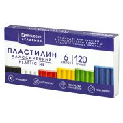 Пластилин классический BRAUBERG «АКАДЕМИЯ ХИТ», 6 цветов, 120 г, стек, ВЫСШЕЕ КАЧЕСТВО