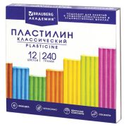 Пластилин классический BRAUBERG «АКАДЕМИЯ КЛАССИЧЕСКАЯ», 12 цветов, 240 г, СТЕК, ВЫСШЕЕ КАЧЕСТВО