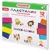 Пластилин классический ПИФАГОР «ЭНИКИ-БЕНИКИ СУПЕР», 12 цветов, 240 грамм, стек