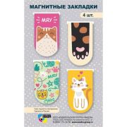 Закладки магнитные мини 4шт., Квадра «Кошки»