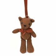 Мягкая игрушка - подвеска Мишка коричневый вельвет 12 см