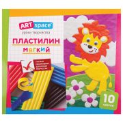 Пластилин ArtSpace, 10 цветов, 120гр, со стеком, картон