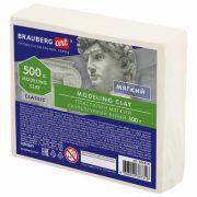 Пластилин скульптурный BRAUBERG ART CLASSIC, белый, 0,5 кг, мягкий