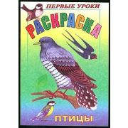 Раскраска 8л А5ф цветной блок на скобе Первые уроки-Птицы-