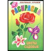 Раскраска 8л А5ф цветной блок Посмотри и раскрась-Первые уроки-Цветы садовые-