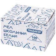 Мел белый ПИФАГОР, НАБОР 100 шт, квадратный, 227440