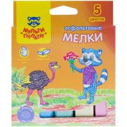 Мелки цветные для асфальта Мульти-Пульти «Енот в Австралии», 5цв., картонная коробка, европодвес