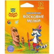 Мелки восковые Мульти-Пульти «Енот на острове Пасхи», 12цв., круглые, картон, европодвес