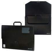 Папка-портфель пластиковая БОЛЬШОГО ФОРМАТА BRAUBERG «ПОРТФОЛИО», А3 (445х310х30 мм), черная, РОССИЯ