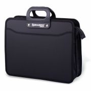Папка-портфель пластиковая BRAUBERG «ПРЕМЬЕР» А4 (390х315х120 мм) 3 отделения, фактура «бисер», черн