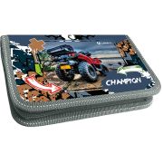 Пенал Lamark Champion, 1 отделение, на 17 предметов, 115х205х30 мм, на молнии, покрытие Soft touch