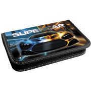 Пенал Lamark Supercar, 1 отделение, дополнительный вкладыш, на 25 предметов, 130х200х30 мм, на молнии, покрытие Soft touch