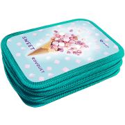 Пенал Lamark Sweet bouquet, 2 отделения, на 33 предмета, 125х205х40 мм, ламинированное покрытие, объемное тиснение, две молнии