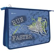 Папка для тетрадей Lamark Run Faster, А5, 1 отделение, молния сверху, ламинированный картон,  рисуно