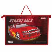 Папка на молнии с ручками ПИФАГОР А4, 1 отделение, пластик, молния сверху, «STREET RACE»
