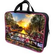 Папка-портфель Lamark Romantic, A4, 1 отд., на молнии, с ручками, карман внутри, усил.дно
