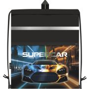 Сумка для сменной обуви Lamark «Supercar», 41х48 см, на шнурке, карман на молнии, полноцветная печать на кармане, светоотражающая лента, ручка-петля