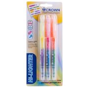 CROWN Набор текстовыделителей двухсторонних Multi Hi-Lighter Twin, 3 шт.