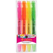 Набор текстовыделителей Crown «Multi Hi-Lighter Aroma» 4цв., 1-4мм, ароматиз., чехол с европодвесом