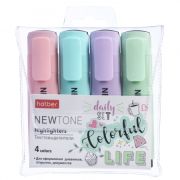 Набор текстовыделителей Hatber NEWtone PASTEL 4 цв. клиновидный пишущий узел в прозрачном ПВХ-боксе