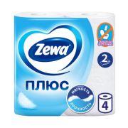 Туалетная бумага Zewa Плюс 2-х слойная Белая 4 рулона