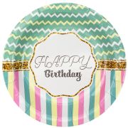 Тарелки бумажные ламинированные ПатиБум «Happy Birthday. Тиффани», 18см, 6шт.
