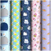 Упаковочная бумага глянц. 70*100см, MESHU «Cute», 90г/м2, ассорти 5 дизайнов