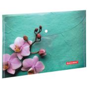Папка-конверт с кнопкой BRAUBERG «FLOWER», А4, 160 мкм, до 100 листов, цветная печать, 228031