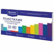 Пластилин классический BRAUBERG «АКАДЕМИЯ КЛАССИЧЕСКАЯ», 24 цвета, 480 г, СТЕК, ВЫСШЕЕ КАЧЕСТВО, 106