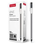РУЧКА Hatber гелевая One Черная 0,5мм чернила fast dry 12шт. в картонной коробке GP_058623