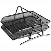 Лоток горизонтальный д/бумаг 2-х секц.,металл.сетка,черный