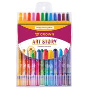 Карандаши восковые Crown «ArtStory», 12цв., выкручивающийся стержень, ПВХ, европодвес