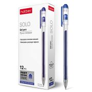 РУЧКА Hatber гелевая Solo Синяя 0,5мм чернила fast dry трехгран.корпус 12шт. в картонной коробке